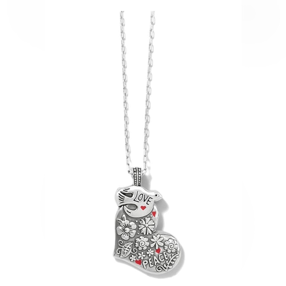 ⭐️ Brighton Give Love Peace  Heart Pendant Necklace with Peace and Love Design